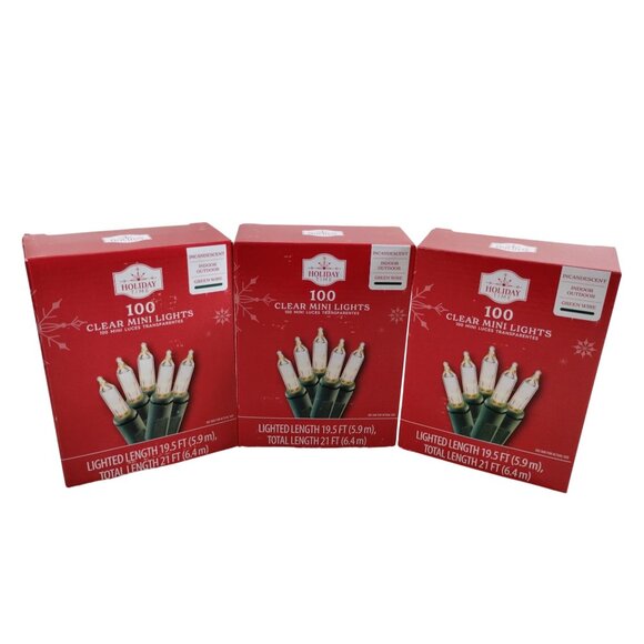 Holiday Time 300 Clear Mini Lights Incandescent Indoor/Outdoor Green Wire 19.5 F - Picture 2 of 6